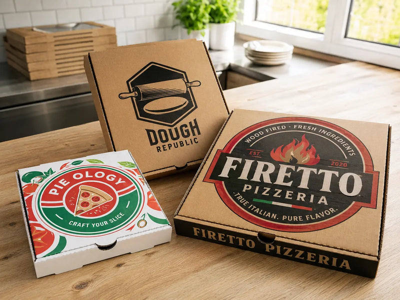 Pizzadoos met bedrukte branding