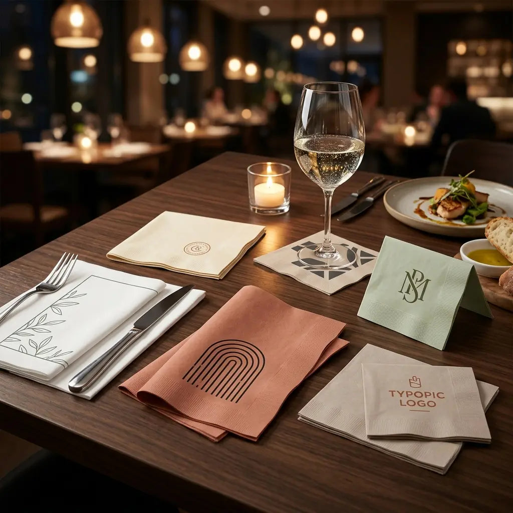 Sustainable eco friendly disposable tableware set on a restaurant table