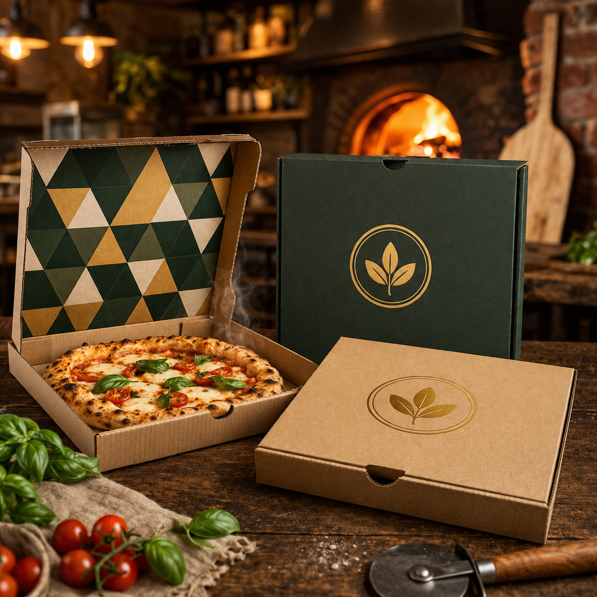 Bedrukte pizzadozen met logo