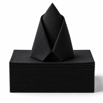 Premium Disposable Black Airlaid Paper Dinner Napkin – 40x40cm | 2 Ply, 1/8 Fold, Elegant & Absorbent