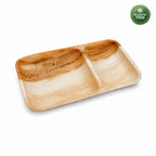 Organisch Palmblad Maaltijdbord met 2 Vakken - 25 x 15 cm
