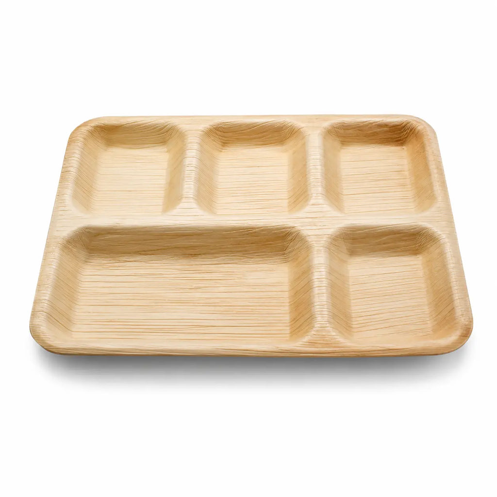 Organisch Palmblad Maaltijdbord met 5 Vakken – 30 x 25 cm