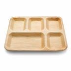 Organisch Palmblad Maaltijdbord met 5 Vakken – 30 x 25 cm