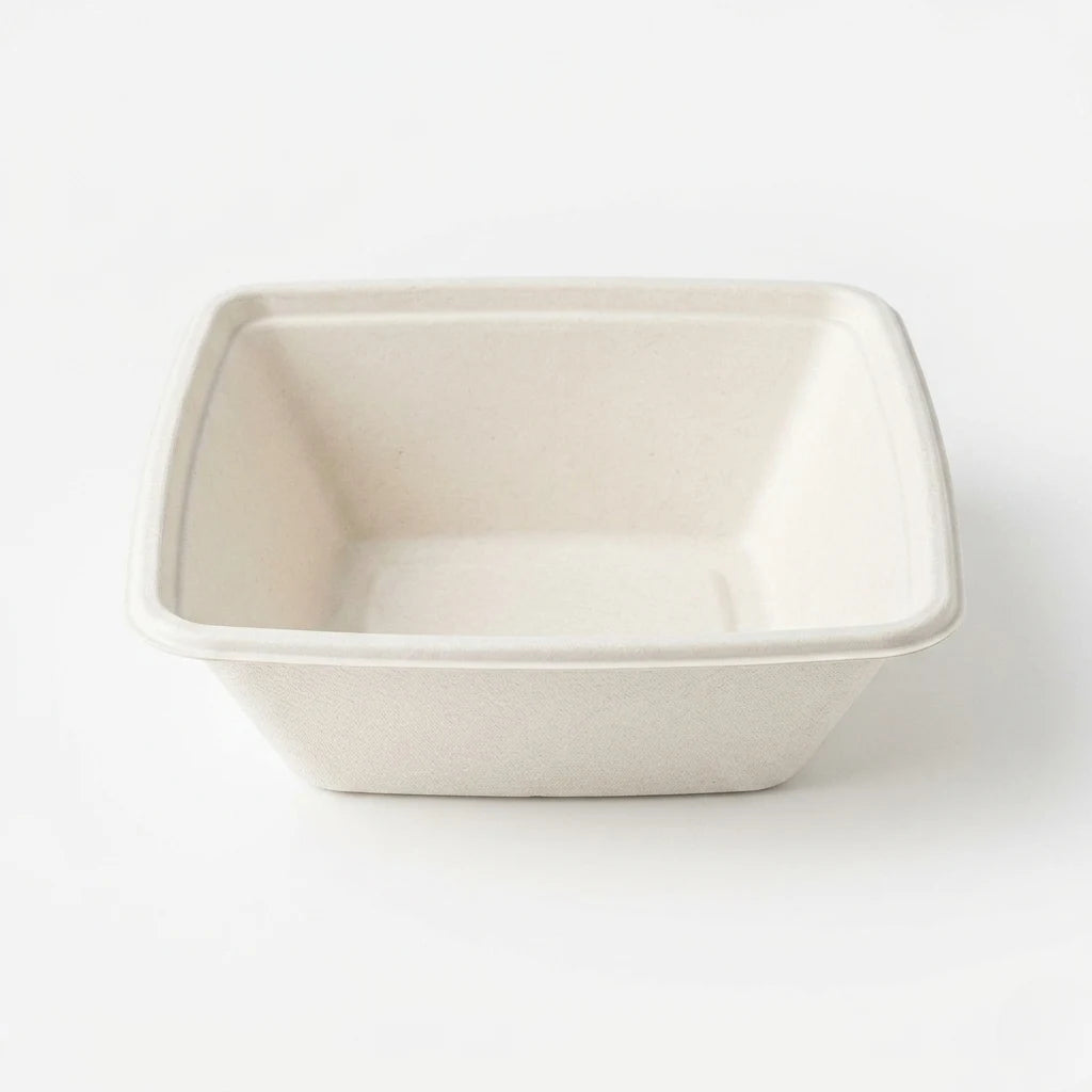 Milieuvriendelijke 750 ml (25 oz) Vierkante Bagasse Kom – 18 × 18 x 5,4 cm