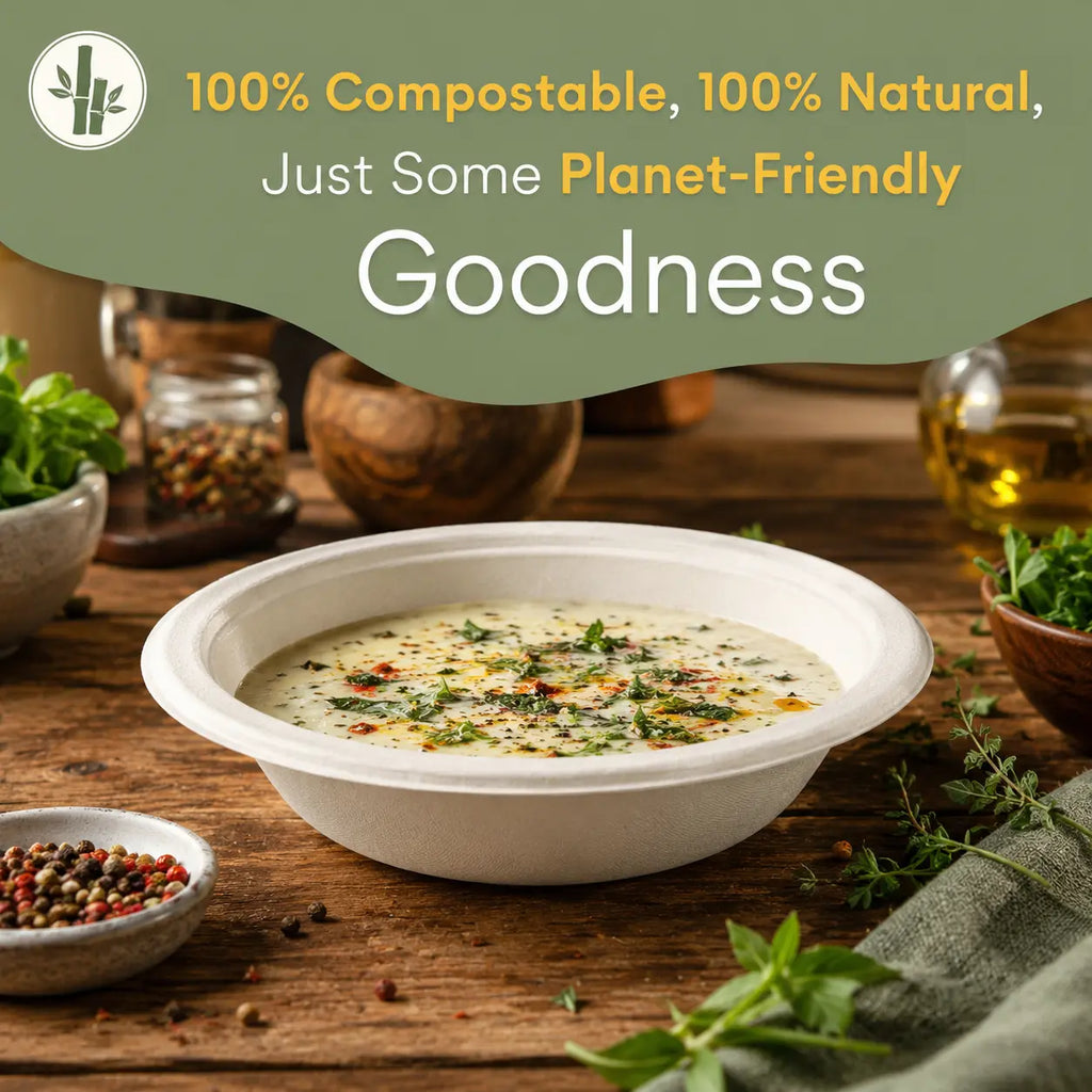 Eco Friendly 1000 ml Round Bagasse Bowl – 20.8 × 6 cm