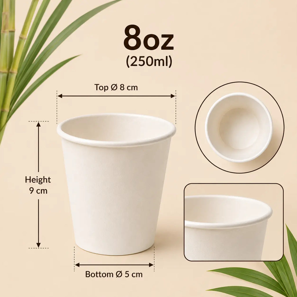 Milieuvriendelijke 8 oz Ronde Bagasse Beker - 250 ml