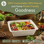 Milieuvriendelijke 750 ml (25 oz) Vierkante Bagasse Kom – 18 × 18 x 5,4 cm