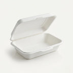 Eco Friendly 1-Compartment Rectangular Bagasse Clamshell Container – 23 × 15.3 × 8 cm