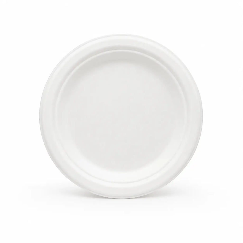 Eco Friendly Bagasse Round Plate - 18 cm
