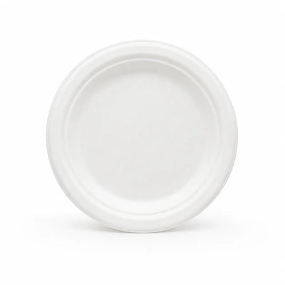 Eco Friendly Bagasse Round Plate - 18 cm