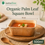 Organic Palm Leaf Square Deep Bowl | 17×17×4.5 cm
