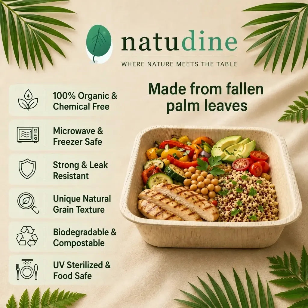 Organic Palm Leaf Square Deep Bowl | 11×11×3 cm