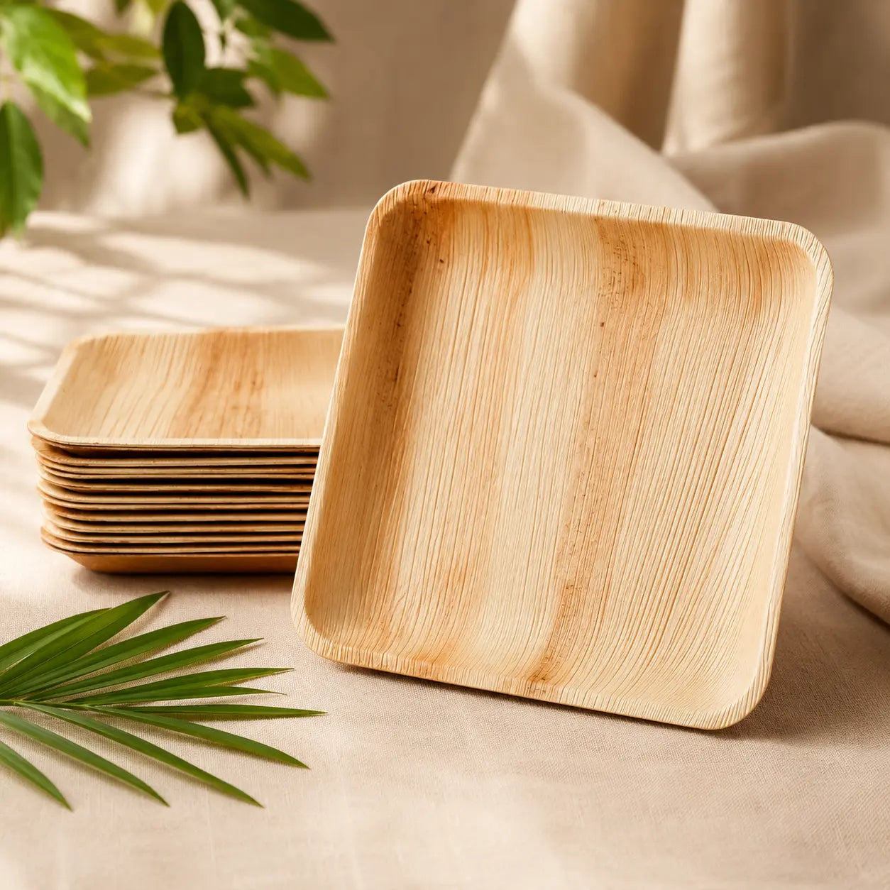 Organisch Palm Vierkant Bord - 23 cm