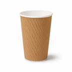 Milieuvriendelijke 16 oz Wegwerp Bruine Ripple Wall Kraft Warme en Koude Drankbeker – 480 ml