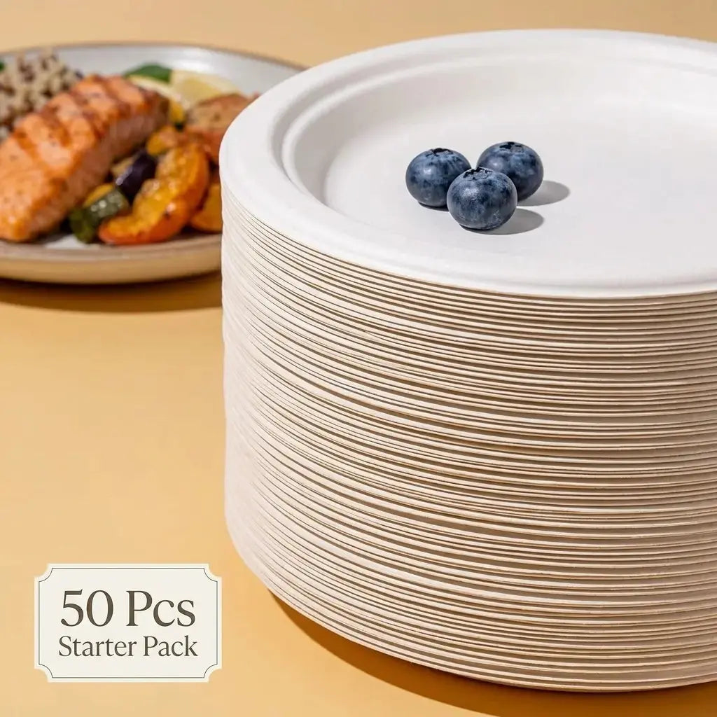 Eco Friendly Bagasse Round Plate - 18 cm