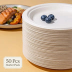 Eco Friendly Bagasse Round Plate - 18 cm