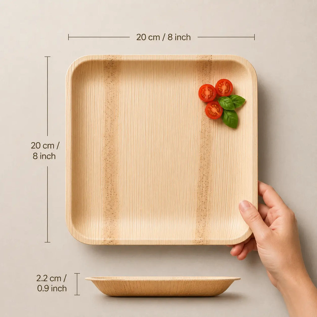Organic Palm Square Plate - 20 cm