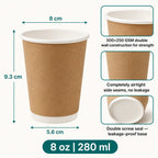 Eco Friendly 8 oz Disposable Brown Double Wall Kraft Hot and Cold Drink Paper Cup – 280 ml