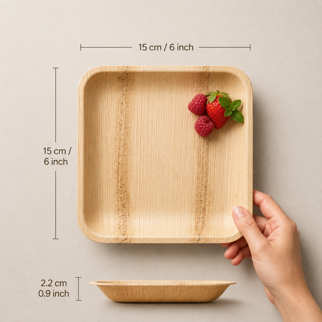Organic Palm Square Plate - 15 cm
