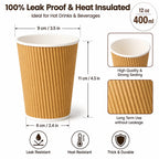 Milieuvriendelijke 12 oz Wegwerp Bruine Ripple Wall Kraft Warme en Koude Drankbeker – 400 ml
