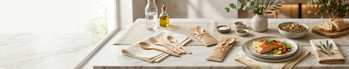 Natudine bestek en servetten