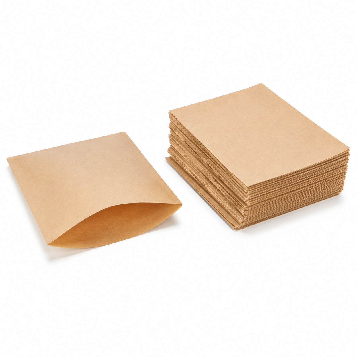 Eco-Friendly Disposable Brown Flat Greaseproof Paper Snack and Food Bag – 15 x 16 cm