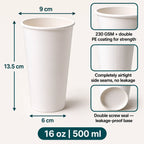 Milieuvriendelijke 16 oz Wegwerp Papieren Warme Beker – 500 ml Witte Thee- & Koffiebeker
