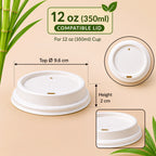 Milieuvriendelijk 12 oz Ronde Bagasse Bekerdeksel – Ø 9,6 × 2 cm
