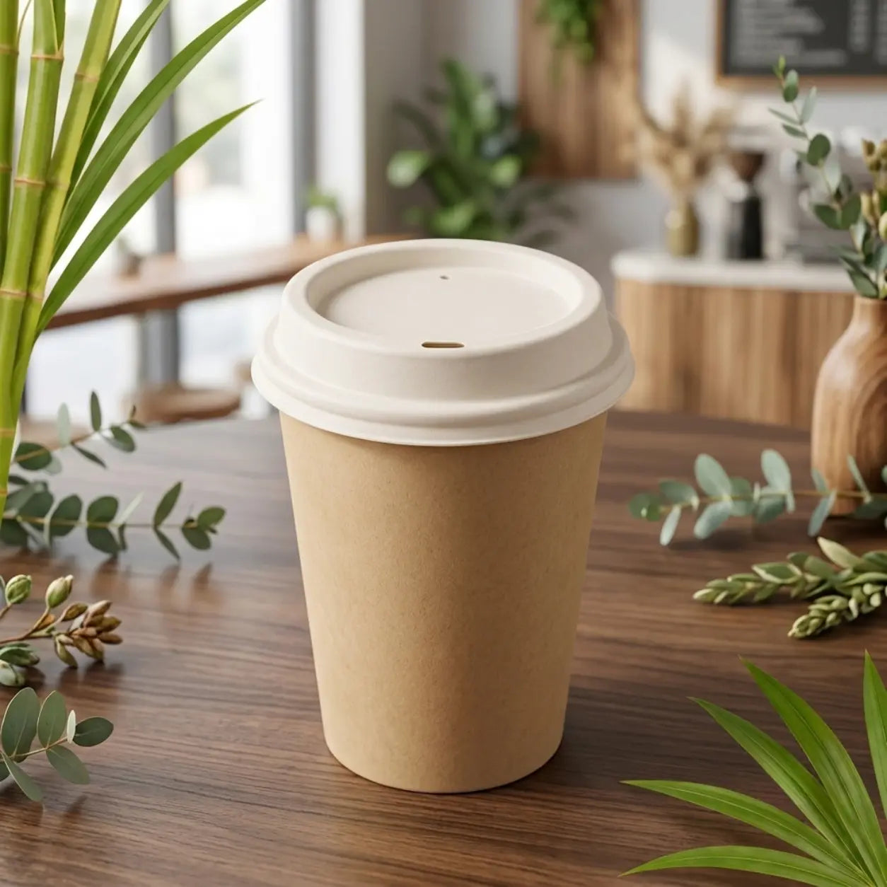 Eco Friendly 8 oz Round Bagasse Cup Lid – Ø 8.5 × 2 cm