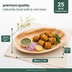Organic Palm Leaf Oval Platter - 24 x 36 x 2.5 cm (Medium)