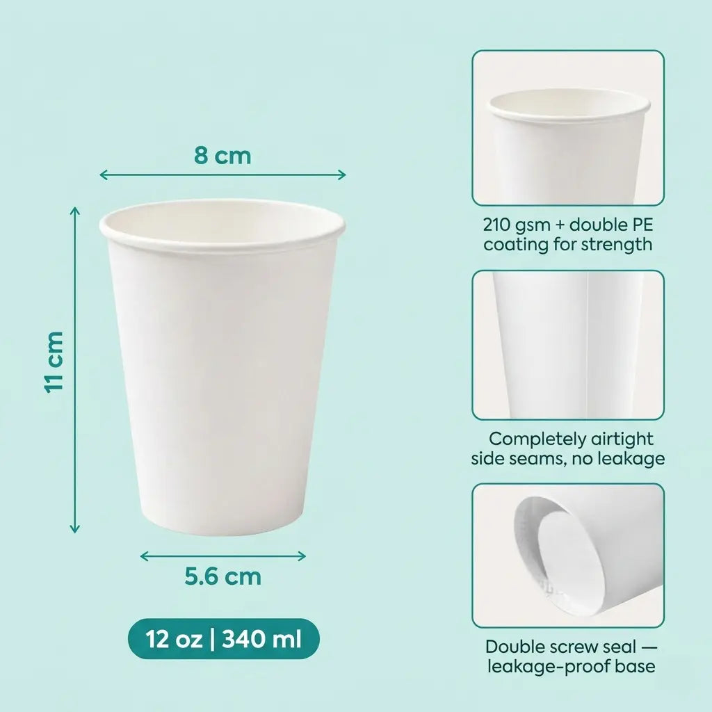 Milieuvriendelijke 12 oz Wegwerp Ronde Papieren Koude Drankbeker – 340 ml