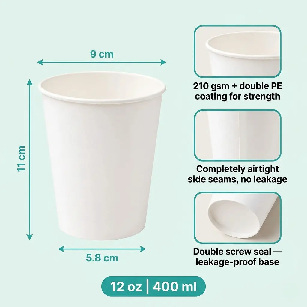 Milieuvriendelijke 12 oz Wegwerp Ronde Papieren Koude Drankbeker – 400 ml
