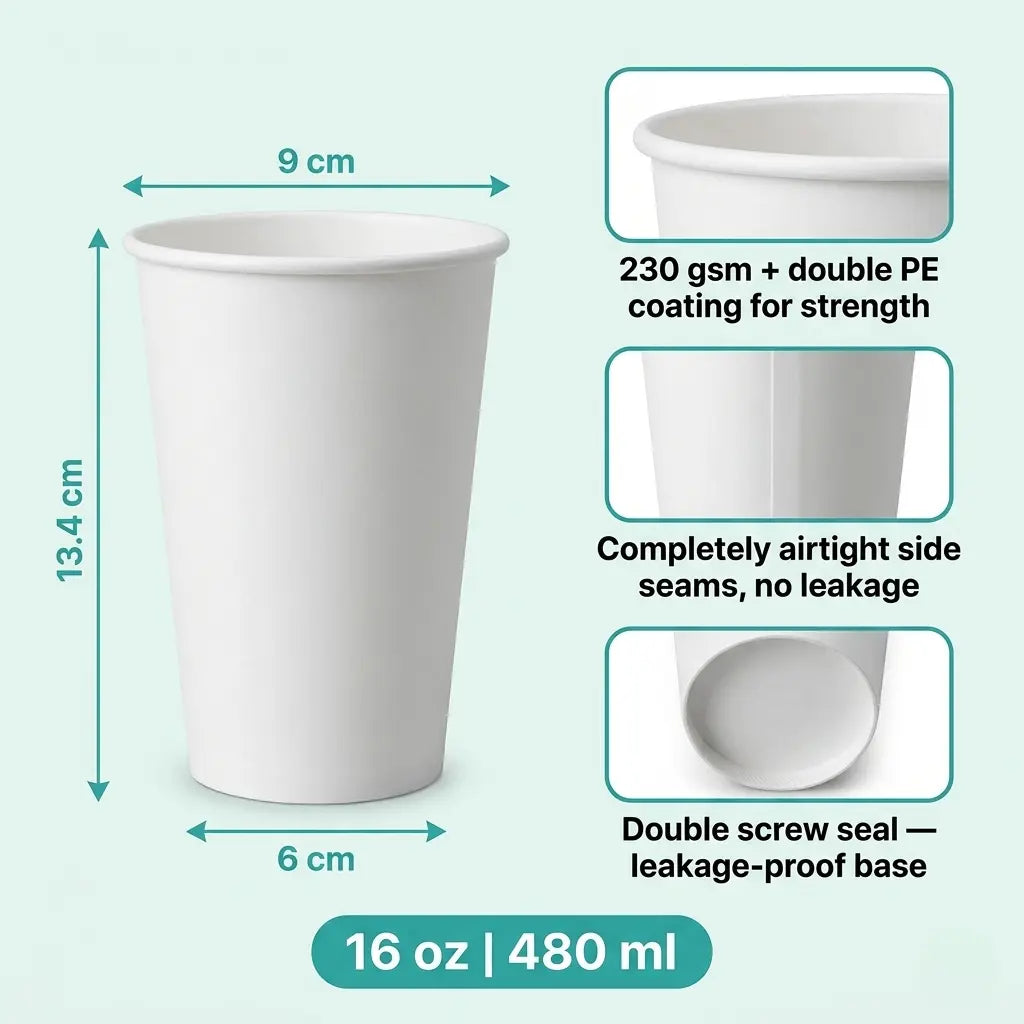 Milieuvriendelijke 16 oz Wegwerp Ronde Papieren Koude Drankbeker – 480 ml