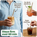 Eco-Friendly Disposable Individually Wrapped Brown Kraft Paper Drinking Straws – Ø 0.8 cm x 19.7 cm