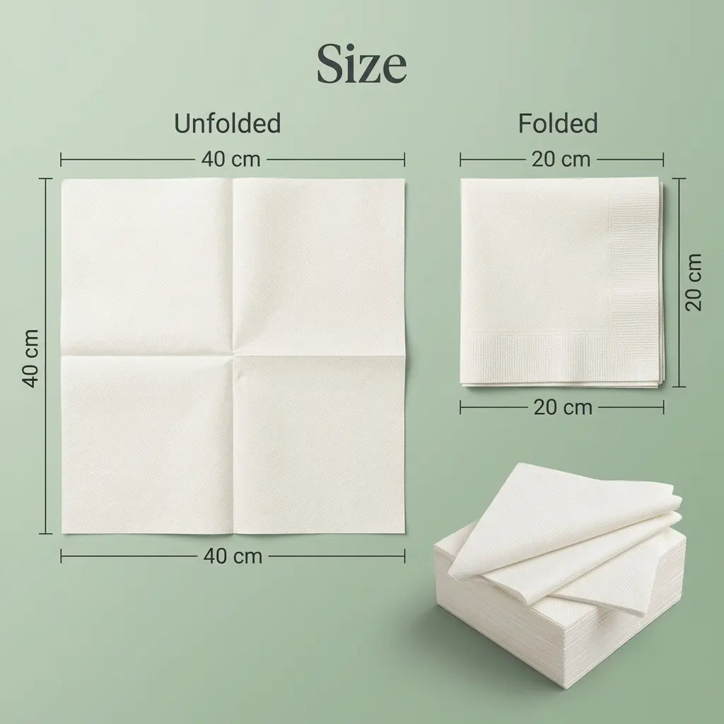 Milieuvriendelijk Wegwerp Wit Zuiver Houtpulp Dinerservet – 40x40cm | 2-laags, 1/4 Gevouwen