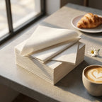 Milieuvriendelijk Wegwerp Wit Zuiver Houtpulp Dinerservet – 40x40cm | 2-laags, 1/4 Gevouwen