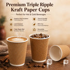 Milieuvriendelijke 10 oz Wegwerp Bruine Ripple Wall Kraft Warme en Koude Drankbeker – 360 ml