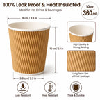 Milieuvriendelijke 10 oz Wegwerp Bruine Ripple Wall Kraft Warme en Koude Drankbeker – 360 ml