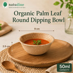 Organic Palm Leaf Round Dipping Bowl – 9 × 9 × 2.5 cm
