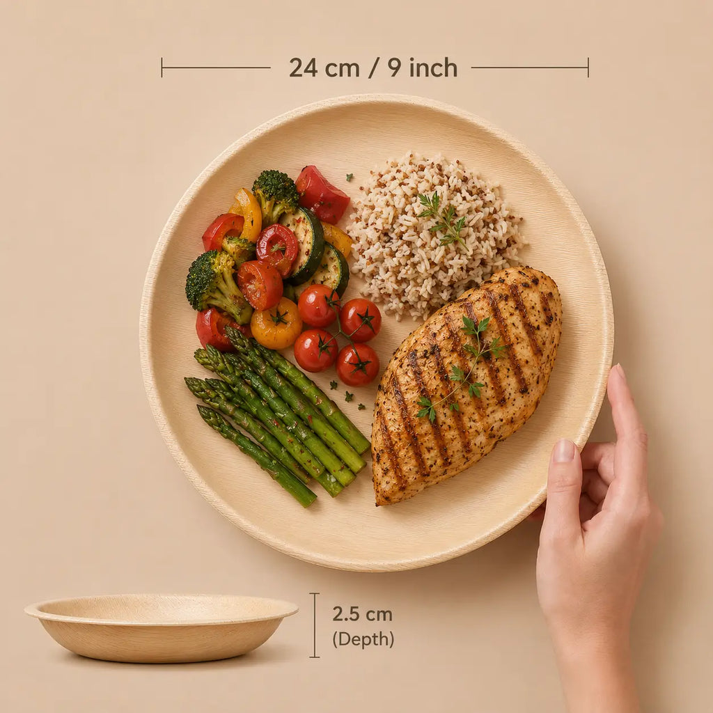 Organic Palm Round Plate - 23 cm