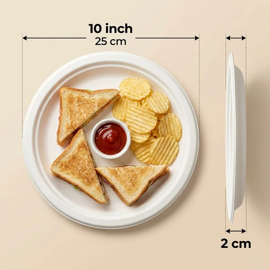 Milieuvriendelijk Bagasse Rond Bord - 25 cm