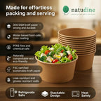 Eco-Friendly 26 oz Disposable Kraft Paper Salad Bowl – 750 ml | 15.0 x 12.8 x 6.0 cm