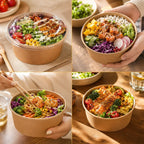 Eco-Friendly 26 oz Disposable Kraft Paper Salad Bowl – 750 ml | 15.0 x 12.8 x 6.0 cm