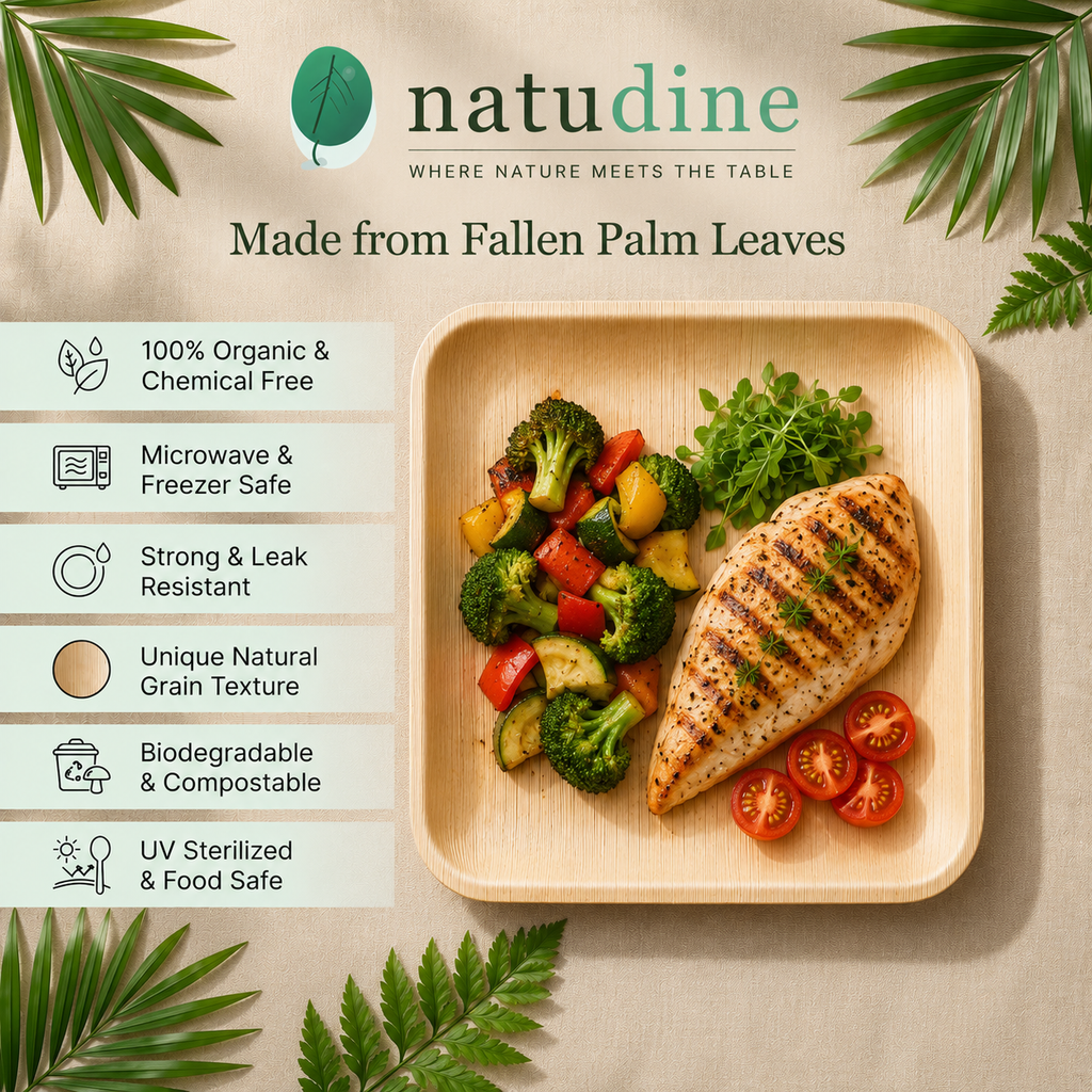 Organic Palm Square Plate - 20 cm