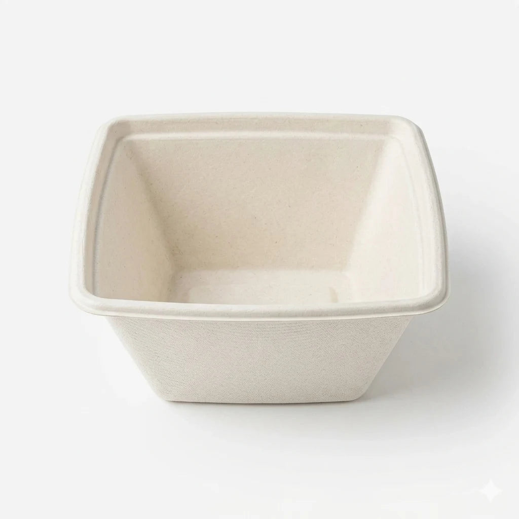 Milieuvriendelijke 500 ml (18 oz) Vierkante Bagasse Kom – 13 × 13 × 6,8 cm
