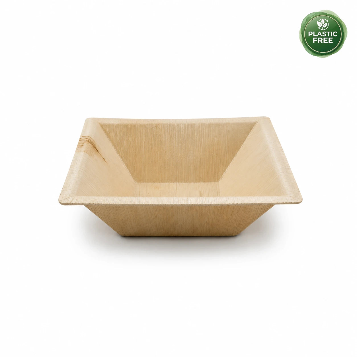 Organic Palm Leaf Square Pyramid Bowl – 18 × 18 × 4 cm