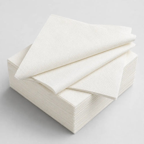 Eco-Friendly Disposable White Virgin Wood Pulp Dinner Napkin – 40x40cm | 2 Ply, 1/4 Fold