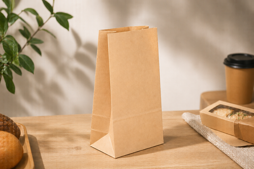 12 SOS Kraftpapieren Tassen - Platte Bodem Boodschappen- & Bakkerijtassen